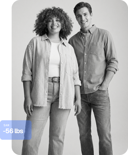 Man and woman with Sam lost 56lbs