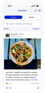 Phone app showing community