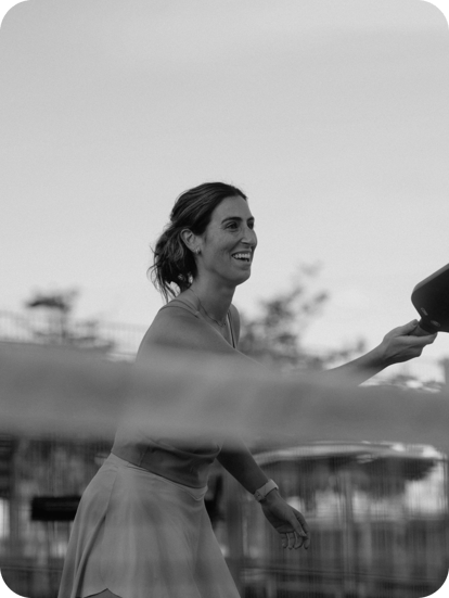 Woman playing pickleball