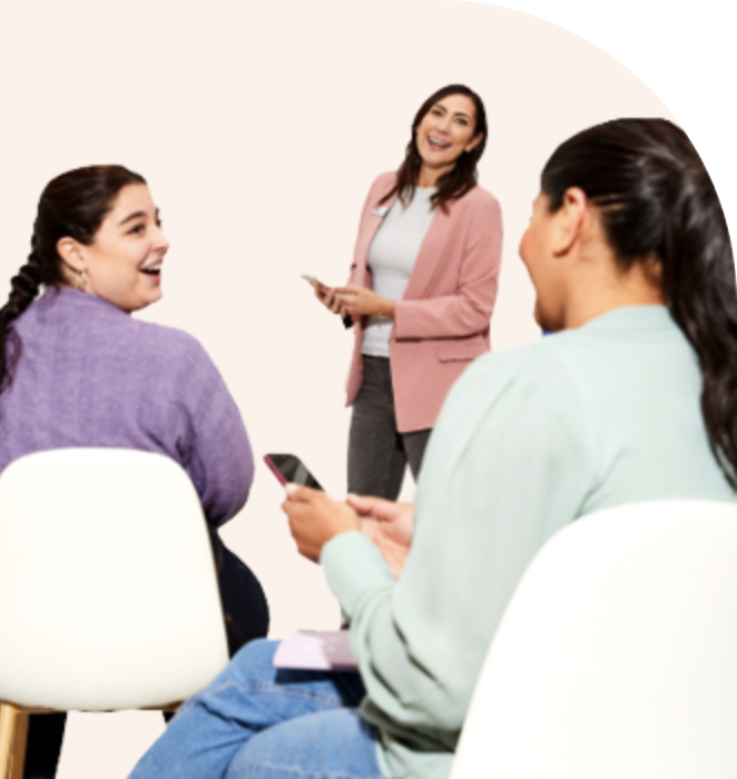 Group of women talking in a professional setting